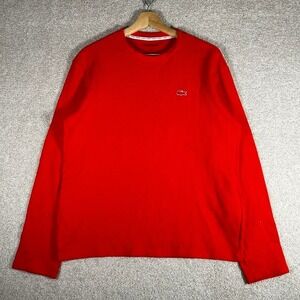 Men's Lacoste red thermal knit long sleeve shirt Size M